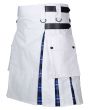 Ramsay Blue Tartan And White Cotton Hybrid Utility Kilt