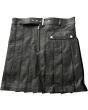 Real Leather Pleated Clubwear Utility Kilt Back