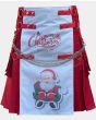 Red and White Santa Claus Merry Christmas Utility Kilt Front
