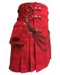Red Canvas Cloth Straps Utility Kilt Sides