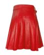 Red Women Leather Kilt