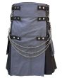 Scottish Modern Black and Grey Utility Kilt 