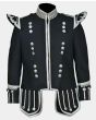 Scottish New 100% Wool Black Military Piper Drummer Doublet Tunic Jackets