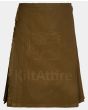 Solid Brown Tartan Kilt Front