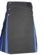 Traditional Black and Blue Hybrid Kilt Front
