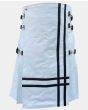 White Front Black Cross Leather Kilt
