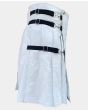 White Front Black Cross Leather Kilt