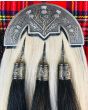White Horse Hair Sporran With Black Tassels Head