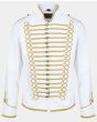 White Hussar Parade Jacket Mens Military and Army Drummer Musician Jacket