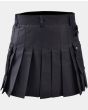 Women Black Cotton Sport Mini Utility Kilt