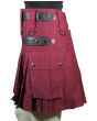 Womens Burgundy Utility Kilt Sides