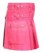 Womens Pink Four Straps Utility Kilt Side