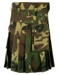 Woodland Camo Utility Kilt for Men Back